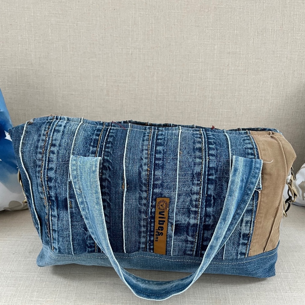 Old jeans travel bag.